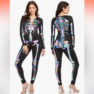 Tipsy Elves Black and Multicolor Skeleton Bodysuit